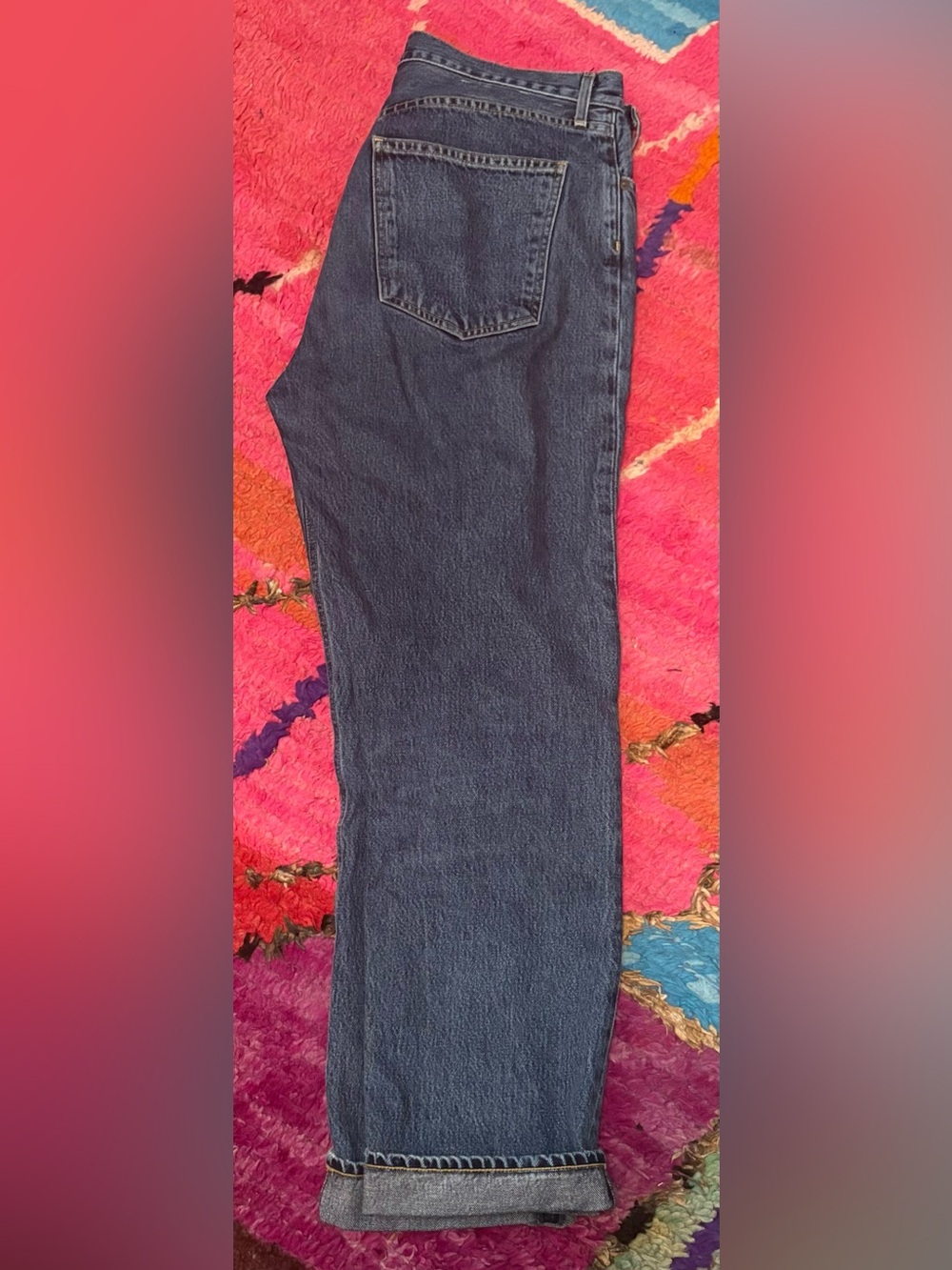 Agolde 90s Pinch Waist Mid-Blue High-Rise Straight Leg Jeans - Picture 7 of 7